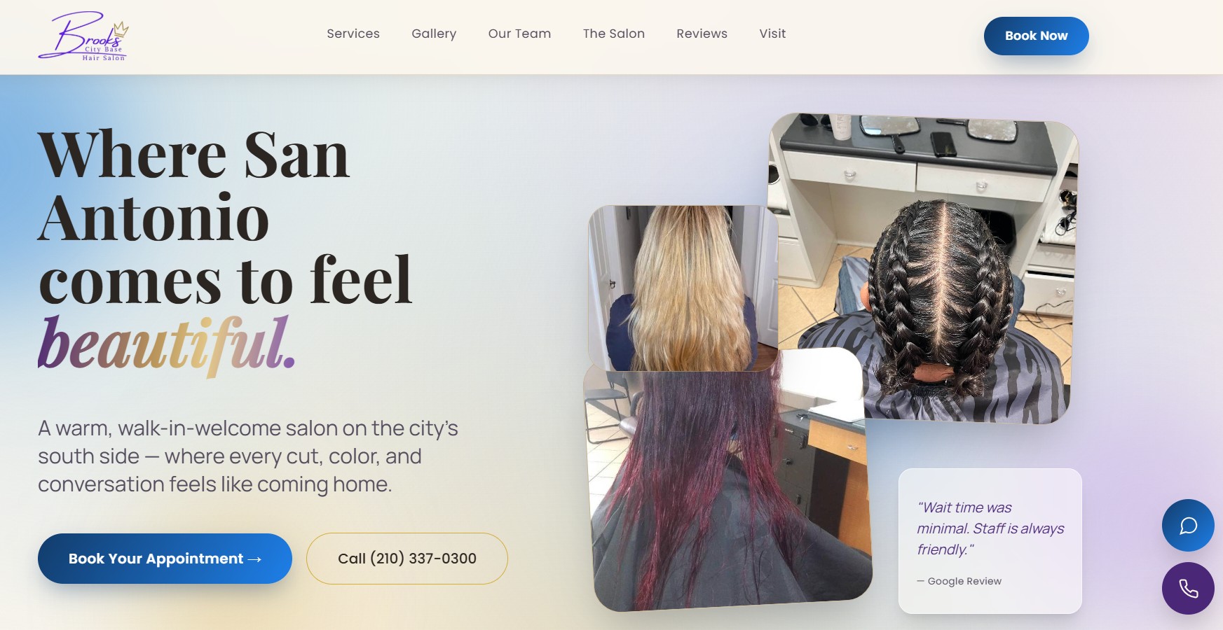 Brooks City Base Hair Salon website