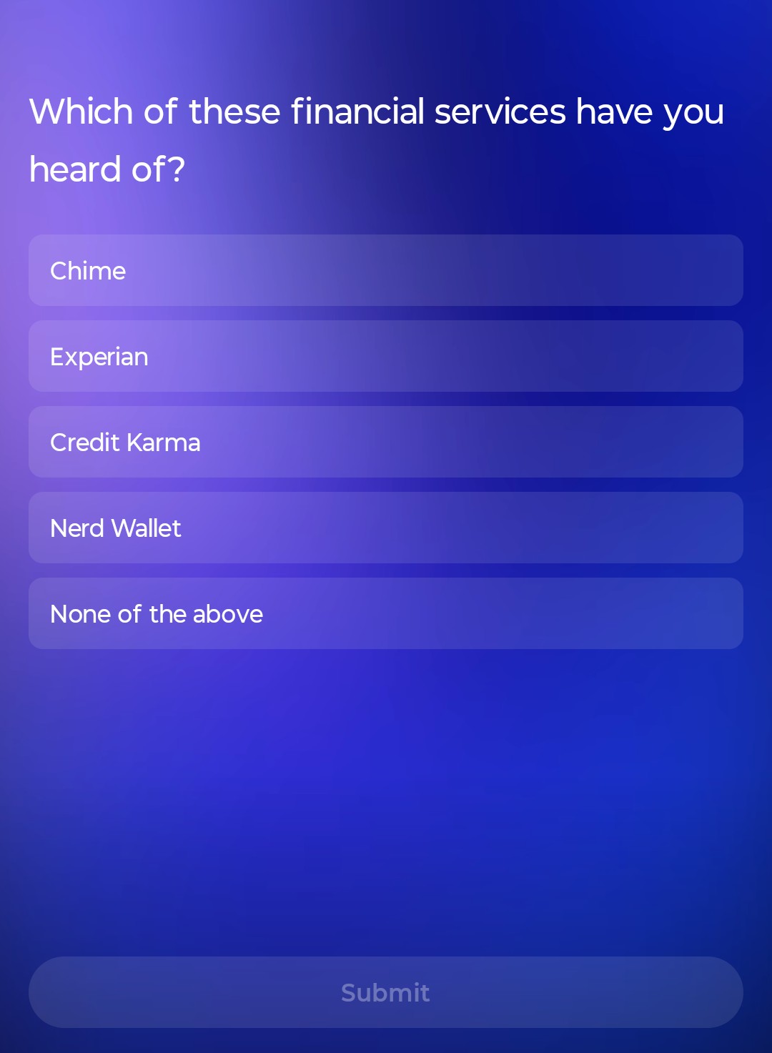 YouTube financial services survey ad