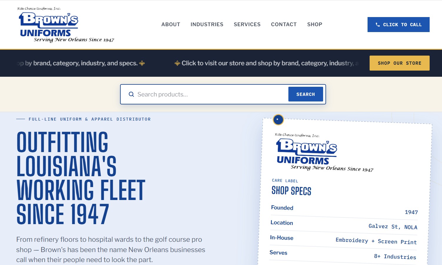 Brown's Uniforms website